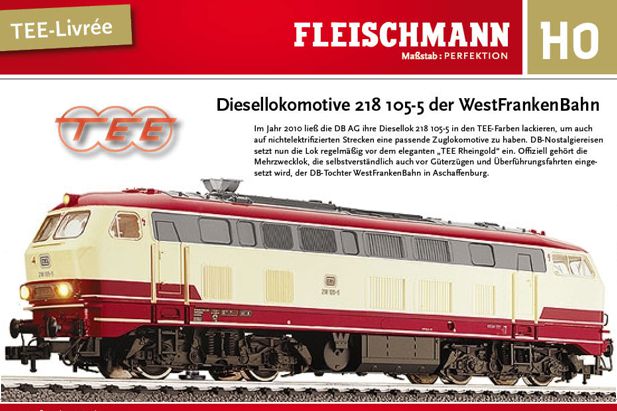 Fleischmann 423401 BR218 105-5 WestFrankenbahn (DB-Regio)