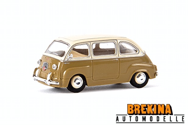 Brekina 22455 1956 Fiat 600 Multipla Brown/Cream 1:87