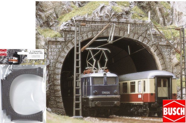 Busch 7027 Double-Track Tunnel Portals (x2) HO