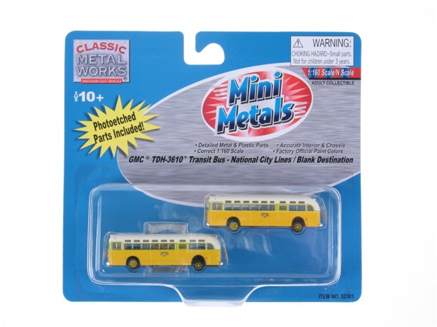 Classic Metal Works MiniMetals GMC TD 3610 Transit Bus National City Lines (Escala N) 2-Pack