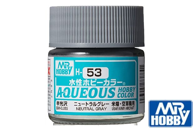Mr. Hobby H53 Aqueous Semi Gloss Neutral Gray 10ml