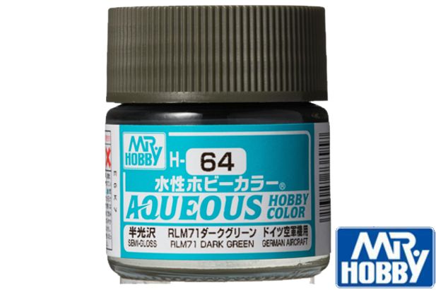 Mr. Hobby H64 Aqueous Semi Gloss RLM71 Dark Green 10ml