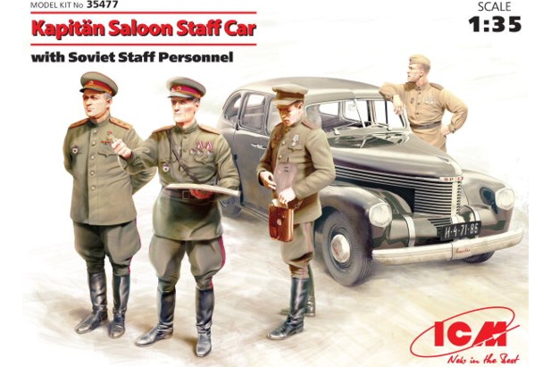 ICM 1:35 35477 Kapitan Saloon Staff Car with Soviet Staff Personnel