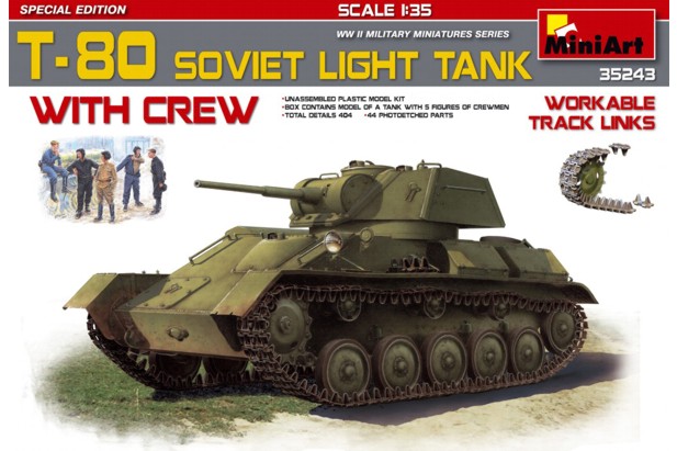 Miniart 1:35 35243 T-80 Soviet Light Tank with Tank Crew
