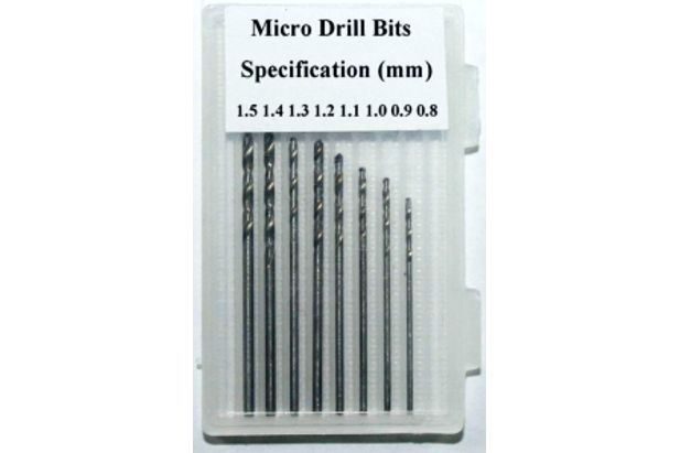 Mini Mechas Drill Set 10pc 0.8 a 1.5mm