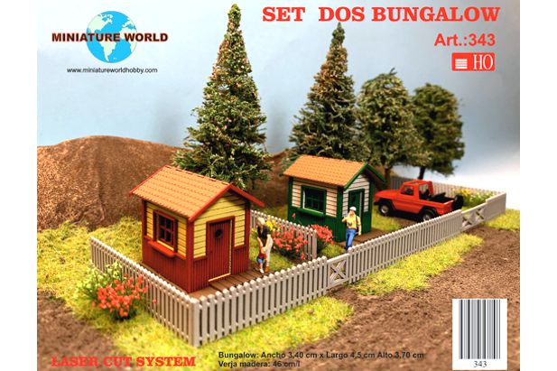 Miniature World 343 Set 2 Bungalow HO 1:87