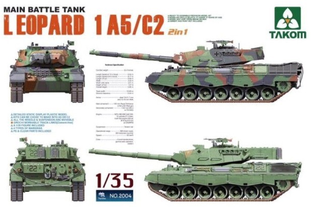 Takom 1:35 2004 Leopard 1 A5/C2 Main Battle Tank (2 in 1)