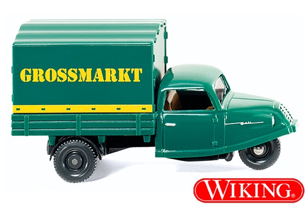 Wiking DRK Goli 3-Wheeled Pickup Truck With Covered Bed, Grossmarkt